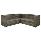 vidaXL 4-delige Loungeset met kussens poly rattan grijs