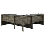 vidaXL 4-delige Loungeset met kussens poly rattan grijs