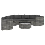 vidaXL 6-delige Loungeset met kussens poly rattan grijs