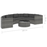vidaXL 6-delige Loungeset met kussens poly rattan grijs