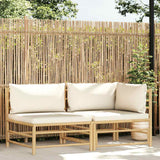 vidaXL 3-delige Loungeset met crèmewitte kussens bamboe