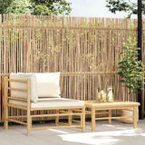 vidaXL 3-delige Loungeset met crèmewitte kussens bamboe