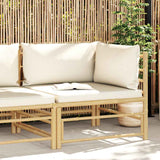 vidaXL 3-delige Loungeset met crèmewitte kussens bamboe