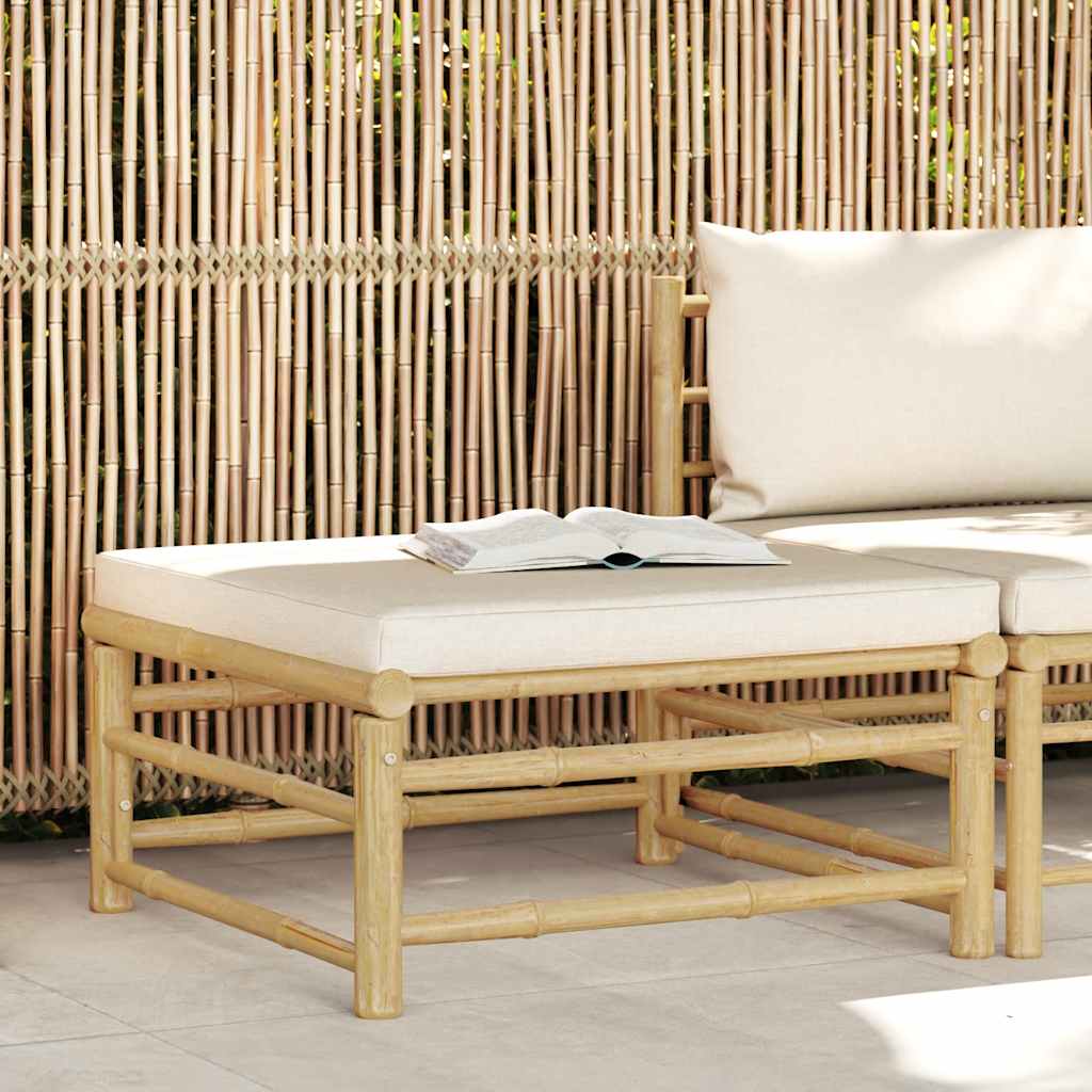 vidaXL 3-delige Loungeset met crèmewitte kussens bamboe