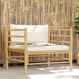vidaXL 3-delige Loungeset met crèmewitte kussens bamboe