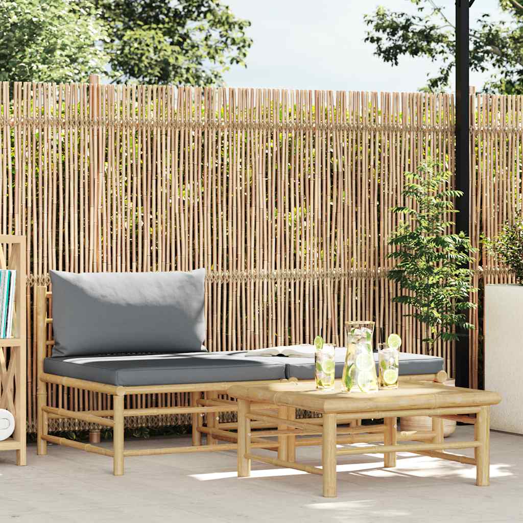 vidaXL 3-delige Loungeset met crèmewitte kussens bamboe