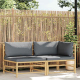 vidaXL 3-delige Loungeset met crèmewitte kussens bamboe