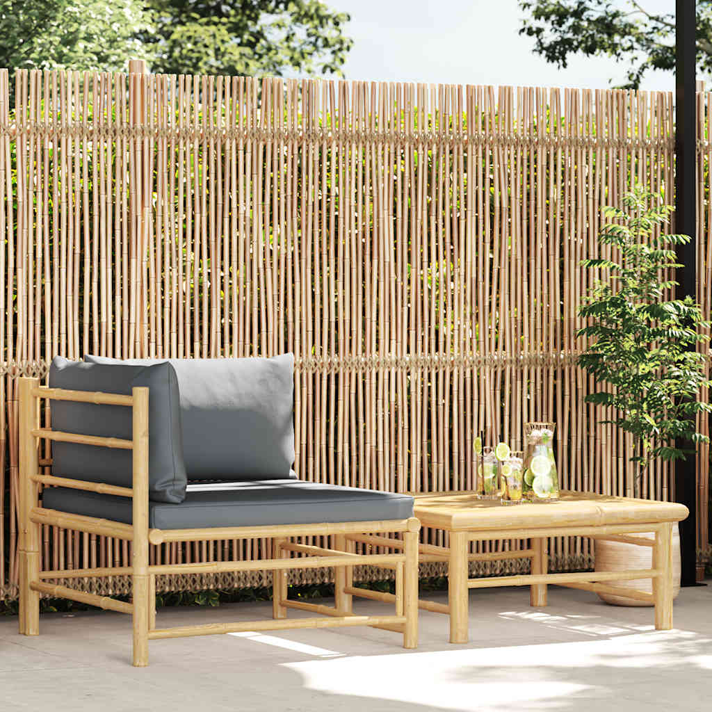 vidaXL 3-delige Loungeset met crèmewitte kussens bamboe