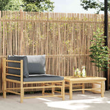 vidaXL 3-delige Loungeset met crèmewitte kussens bamboe