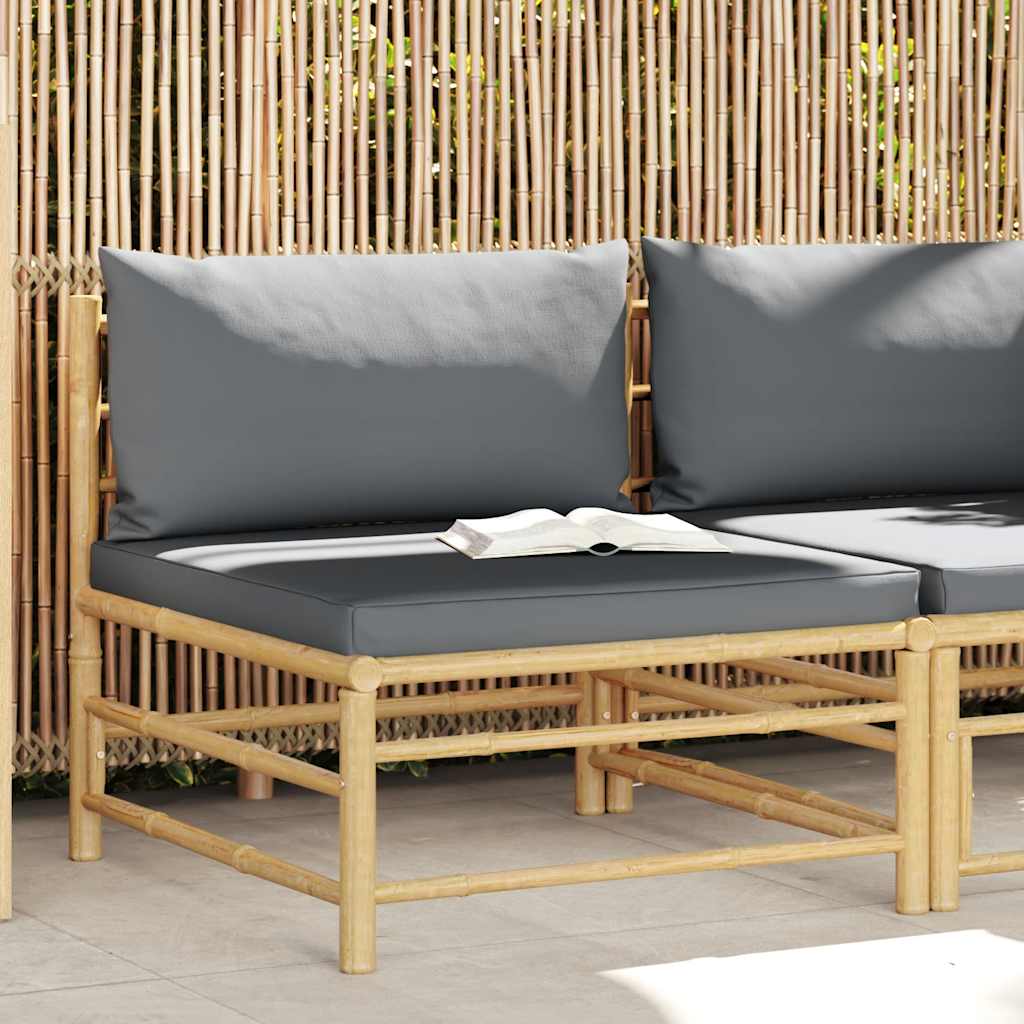 vidaXL 3-delige Loungeset met crèmewitte kussens bamboe