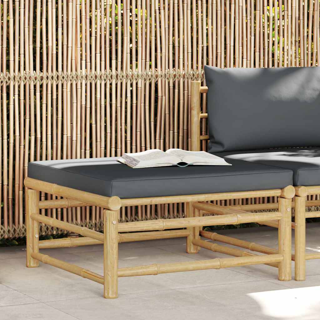vidaXL 3-delige Loungeset met crèmewitte kussens bamboe