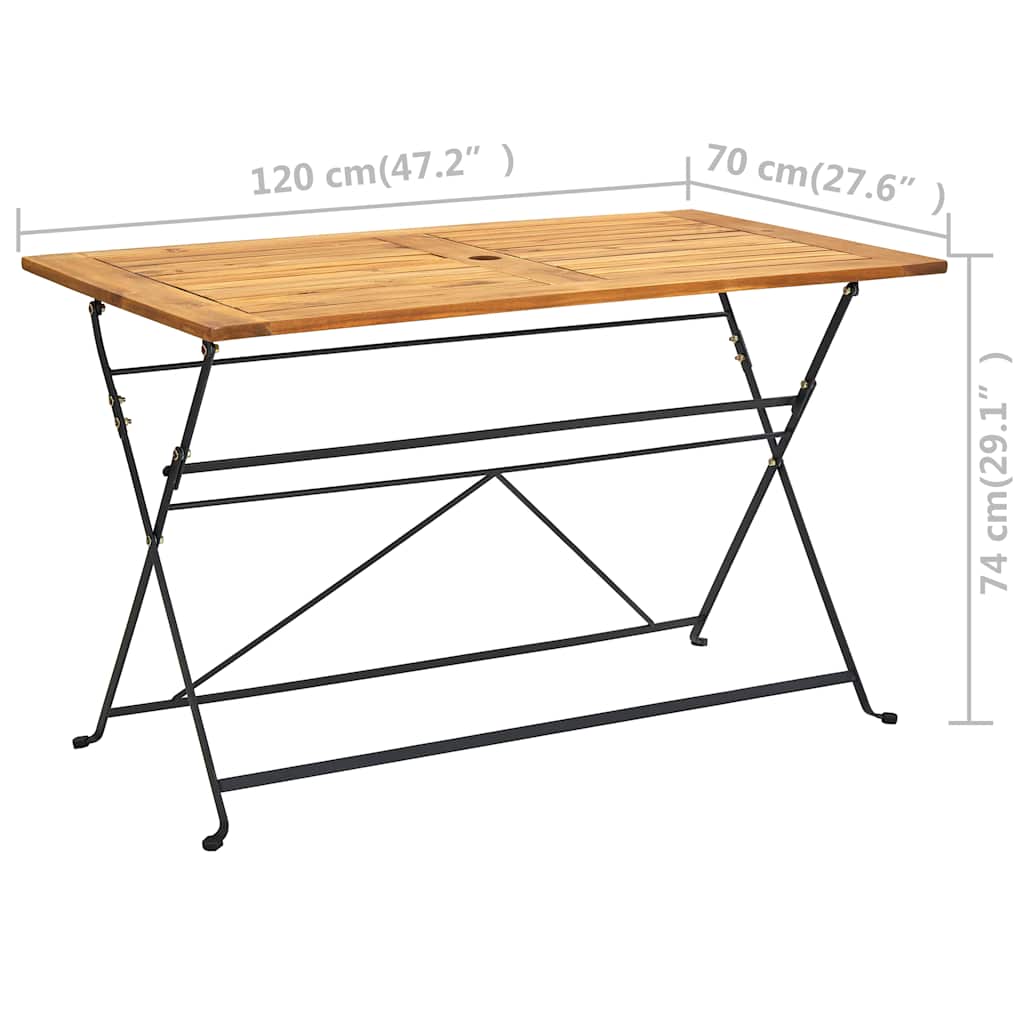 vidaXL Folding Garden Table 120x70x74 cm Solid Acacia Wood