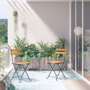 vidaXL Garden Chairs 2 pcs Foldable Steel and Solid Acacia Wood