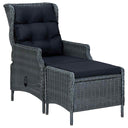 vidaXL Garden Chair Adjustable with Cushions Poly Rattan Dark Grey