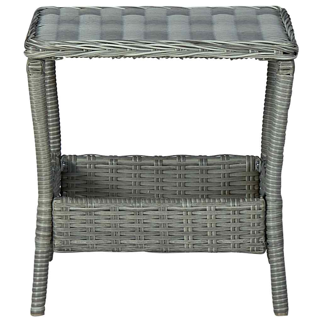vidaXL Tuintafel 45x45x46,5 cm poly rattan donkergrijs