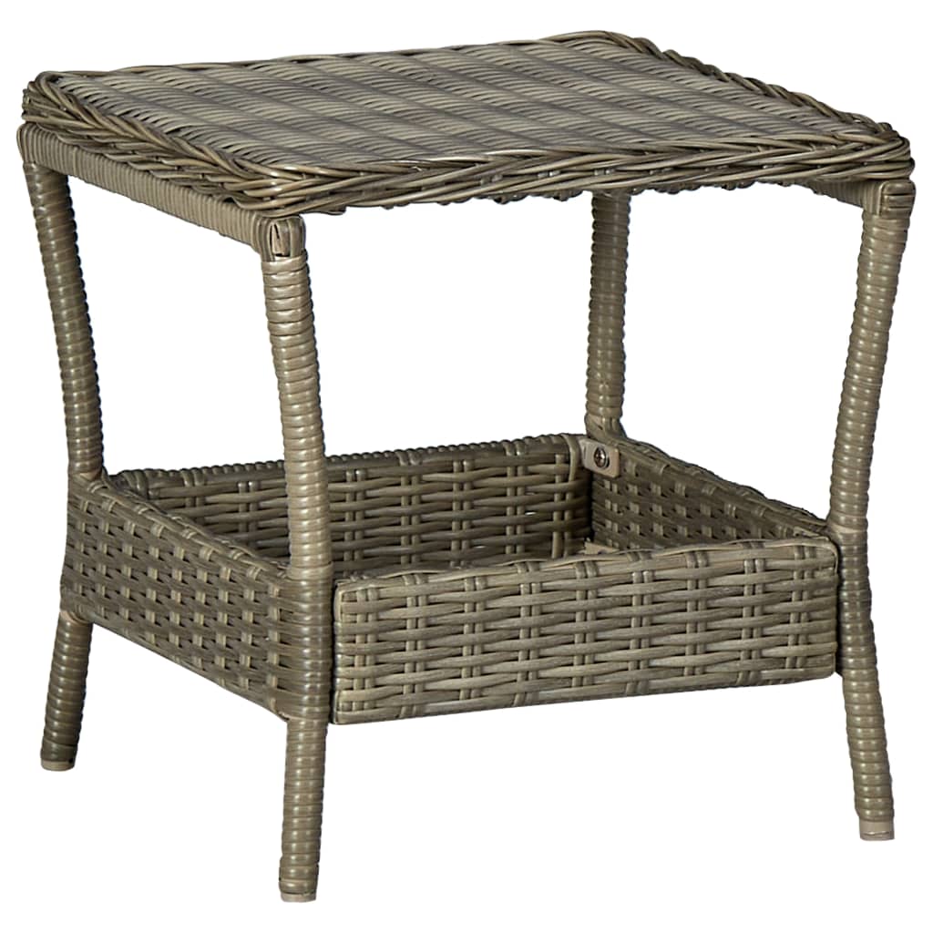 vidaXL Tuintafel 45x45x46,5 cm poly rattan donkergrijs
