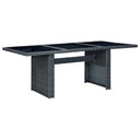 vidaXL Garden Dining Table Poly Rattan and Tempered Glass Dark Grey
