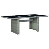 vidaXL Tuintafel poly rattan en gehard glas donkergrijs