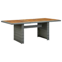 vidaXL Garden Dining Table Poly Rattan and Tempered Glass Dark Grey