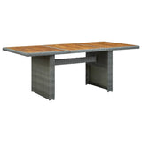 vidaXL Tuintafel poly rattan en gehard glas donkergrijs