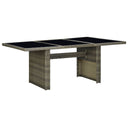 vidaXL Garden Dining Table Poly Rattan and Tempered Glass Dark Grey
