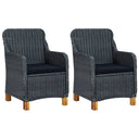 vidaXL Garden Chairs 2 pcs with cushions poly rattan dark grey