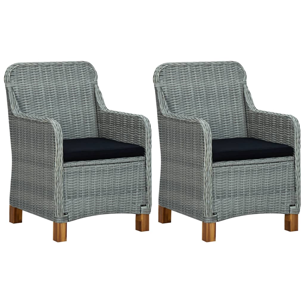 vidaXL Tuinstoelen 2 st met kussens poly rattan donkergrijs