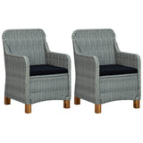 vidaXL Tuinstoelen 2 st met kussens poly rattan donkergrijs
