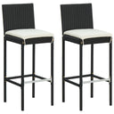 vidaXL Garden Bar Stools with Cushions 2 pcs Poly Rattan Black