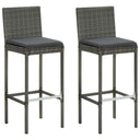 vidaXL Garden Bar Stools with Cushions 2 pcs Poly Rattan Black