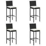 vidaXL Tapisserie de jardin avec coussins 2 pièces poly rotin noir
