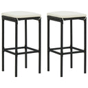 vidaXL Bar Stools with Cushions 2 pcs Poly Rattan Brown