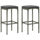 vidaXL Bar Stools with Cushions 2 pcs Poly Rattan Brown