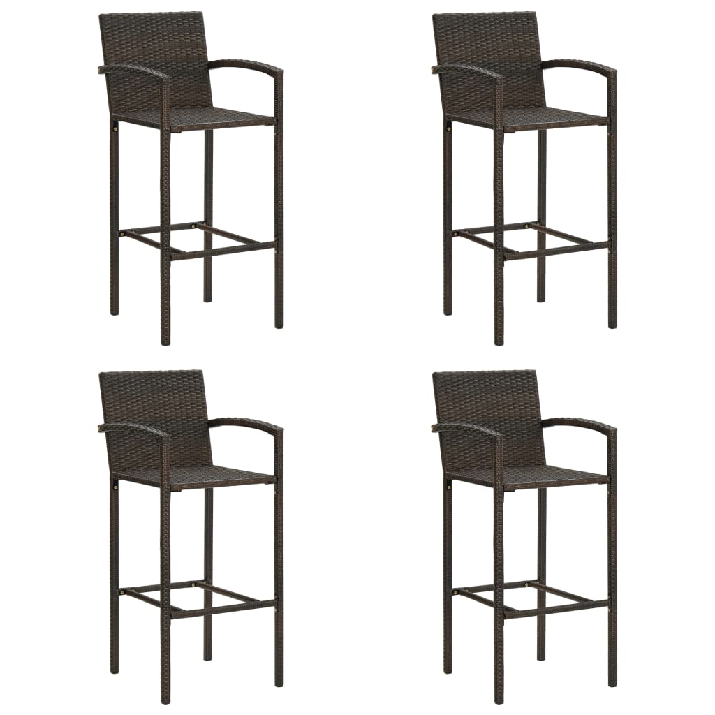 vidaXL Barkrukken 2 st poly rattan bruin