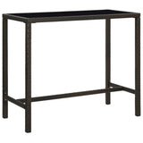 vidaXL Tuinbartafel 70x70x110 cm poly rattan en glas bruin