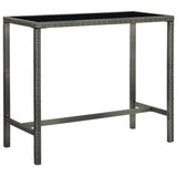 vidaXL Tuinbartafel 70x70x110 cm poly rattan en glas bruin