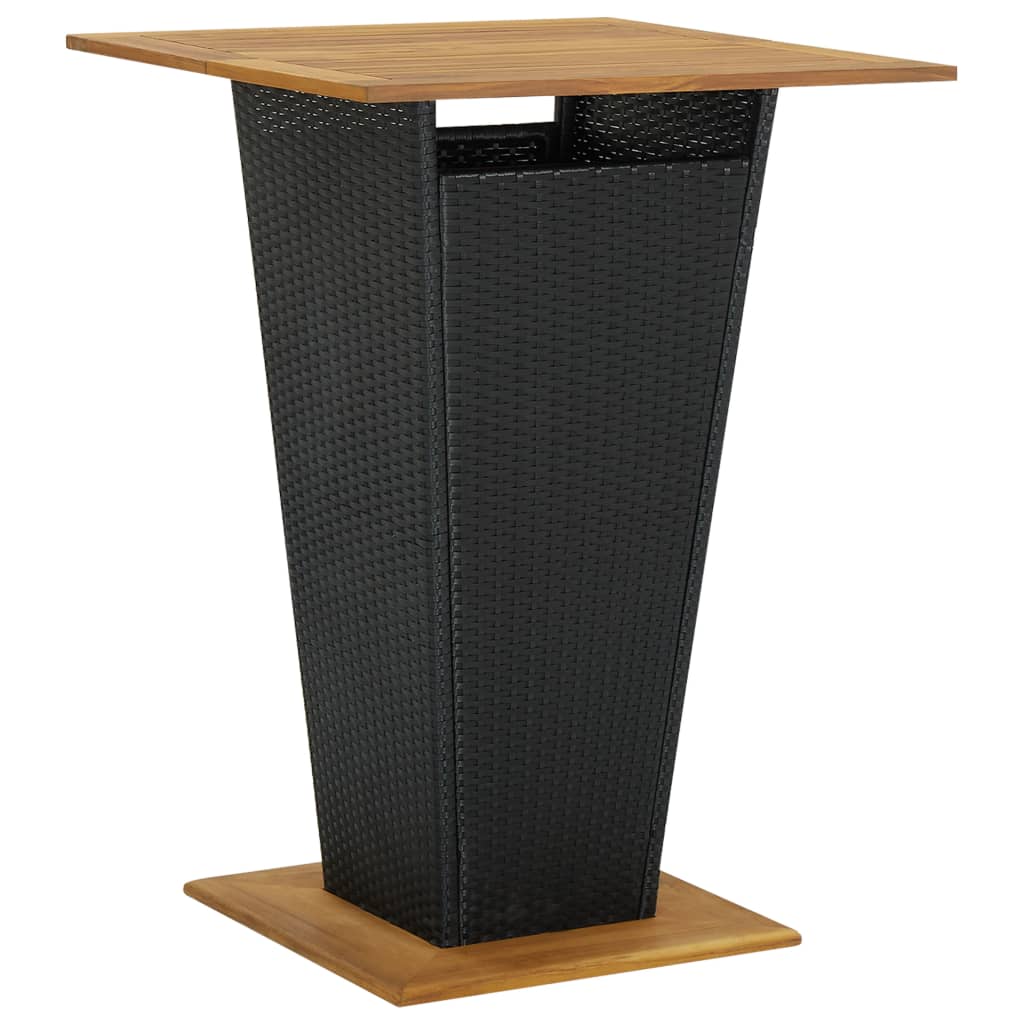 vidaXL Bartafel 60x60x110 cm poly rattan en massief acaciahout zwart
