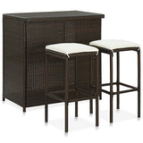vidaXL 3-Piece Poly Rattan Bar Set Brown