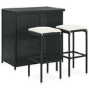 vidaXL 3-Piece Poly Rattan Bar Set Brown