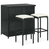 vidaXL 3-Piece Poly Rattan Bar Set Brown
