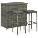 vidaXL 3-Piece Poly Rattan Bar Set Brown