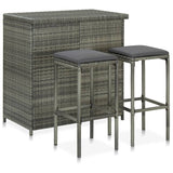 vidaXL 3-Piece Poly Rattan Bar Set Brown
