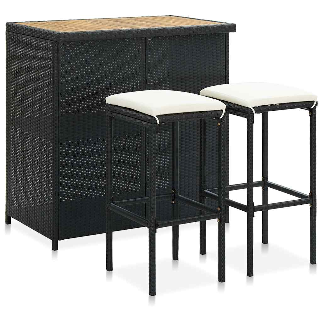 vidaXL 3-Piece Poly Rattan Bar Set Brown