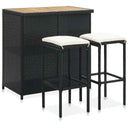vidaXL 3-Piece Poly Rattan Bar Set Brown
