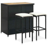 vidaXL 3-Piece Poly Rattan Bar Set Brown