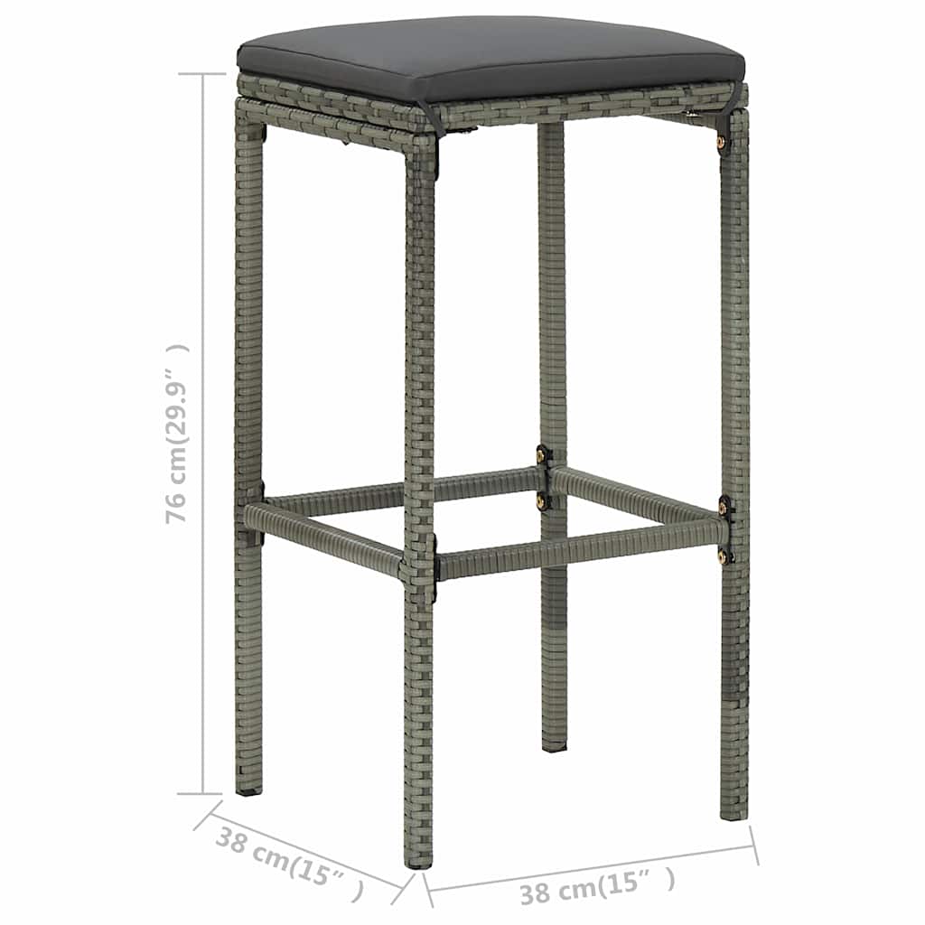 vidaXL 3-Piece Poly Rattan Bar Set Brown