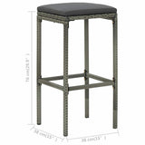 vidaXL 3-Piece Poly Rattan Bar Set Brown