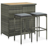 vidaXL 3-Piece Poly Rattan Bar Set Brown