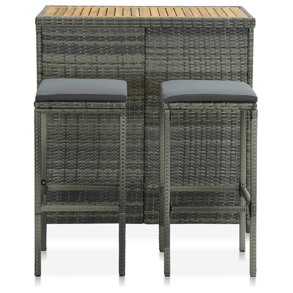 vidaXL 3-Piece Poly Rattan Bar Set Brown