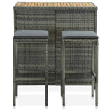vidaXL 3-Piece Poly Rattan Bar Set Brown